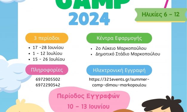 Θερινό Πρόγραμμα Απασχόλησης για παιδιά στο Δήμο Μαρκοπούλου!